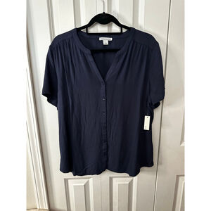 Amazon Essentials Navy Short Sleeve Button Down Shirt L